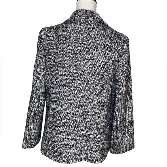 J Jill Wm’s Sz Small Black White Tweed Lined 2 Button Blazer Jacket - Picture 3 of 5